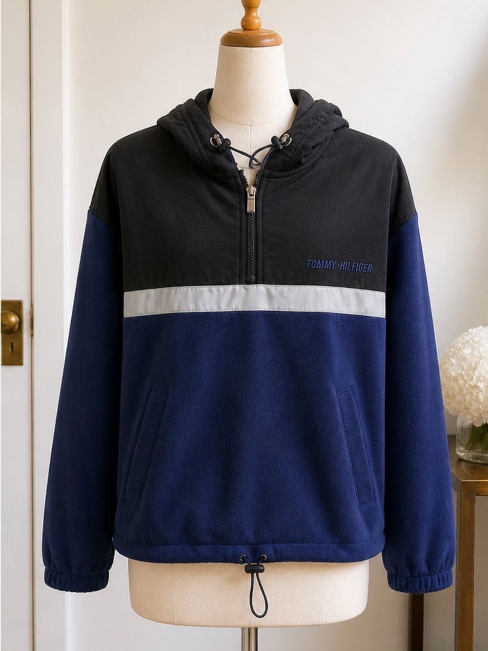 Tommy Hilfiger Black & Navy Half-Zip Fleece Pullover